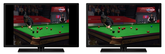 Оригинальное SDTV изображение размером 768x576 с помощью параметра aspect-ratio=16:9 растягивается до размеров 1024x576, а затем масштабируется (в случае FullHD — в 1,875 раз), при этом можно наблюдать исправление пропорций в изображении.